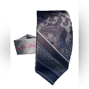 ROBERT GRAHAM EXTRA LONG 100% SILK  TIE USA GORGEOUS FLORAL AND WOVEN ELEGANT